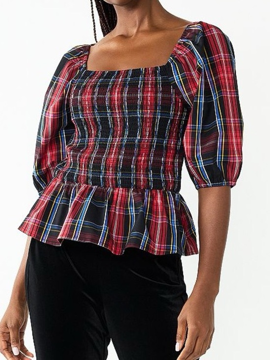 Draper James Tops - DRAPER JAMES RSVP Elbow Puff Sleeve Smocked Peplum Top
